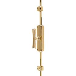 Hampstead Fluted Knob Locking Espagnolette Bolt - 2400 x 38mm - Polished Brass