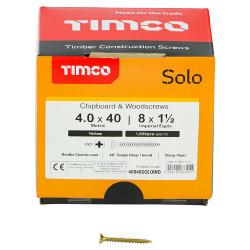TIMCO Solo Chippy Pozi Countersunk Wood Screws - 4.0 x 40mm - Yellow Zinc - Pack of 1000