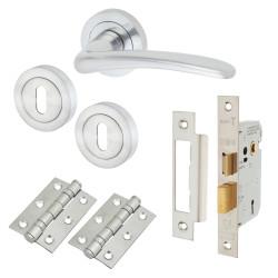 Touchpoint Satin Chrome 3 Lever Sashlock Door Handles on Rose Pack - Eloise Range