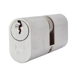 Eurospec 5 Pin 70mm Oval Double Cylinder - 35 + 35mm - Satin Chrome - Keyed Alike