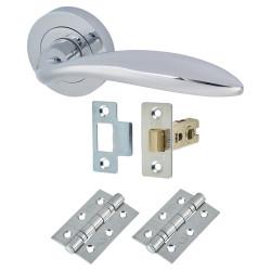 Touchpoint Polished Chrome Latch Door Handles on Rose Pack - Morgan Range