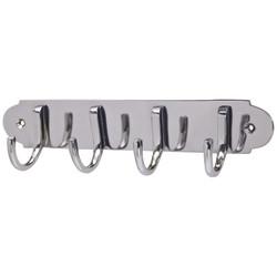 Heritage Brass by M Marcus Solid Brass Coat Rack - 223 x 64 x 40mm - 4 Hooks - Polished Chrome