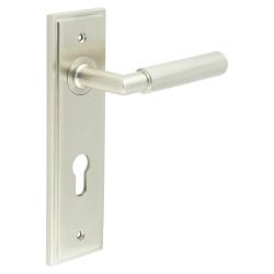 Burlington by Frelan Satin Nickel Fire Rated DIN Euro Lock Door Handles - Piccadilly - 200 x 55mm