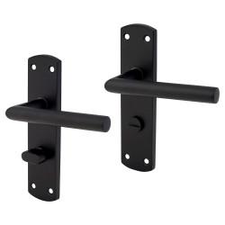 Altro Matt Black Mitred Bathroom Door Handles - 172 x 44mm
