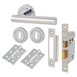 Altro Polished Chrome 3 Lever Sashlock Door Handles on Rose Pack - Bella Range