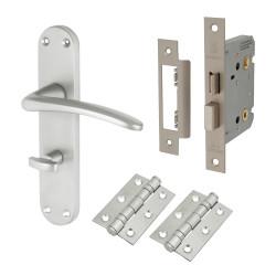 Touchpoint Satin Chrome Bathroom Lock Door Handles Pack - Salerno Range
