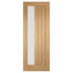 LPD Mexicano 1 Light Offset Frosted Glazed Pre-Finished Solid Internal Door - 1981 x 838mm - Oak