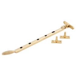 Hampstead Reeded Casement Window Stay - 12"/300mm Length - Polished Brass