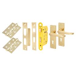 Touchpoint Polished Brass Victorian Straight 3 Lever Sashlock Door Handles Pack