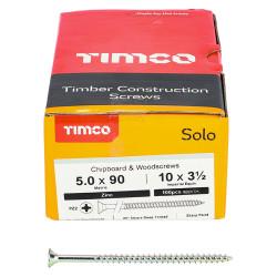 TIMCO Solo Chippy Pozi Countersunk Wood Screws - 5.0 x 90mm - Zinc Plated - Pack of 100