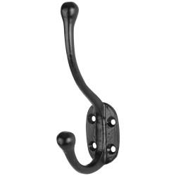 Olde Forge Victorian Pattern Single Hat & Coat Hook - 140 x 80mm - Antique Black