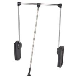 Heavy Duty Double Pull Down Soft Close Wardrobe Rail Lift - 950-1270mm - Max 18kg - Black/Chrome