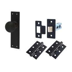 Hampstead Matt Black Reeded Mortice Door Knobs on Backplate Pack - Miller Range - 205 x 52mm