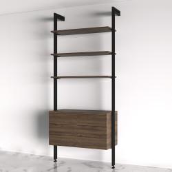 Emuca Zero Bracket Pack - 3 x Wooden Shelf Brackets 1 x Floating Unit Brackets - Black
