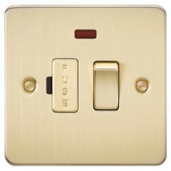 Knightsbridge 13A 1 Gang Flat Plate Switched Fused Spur with Neon - Brushed Brass