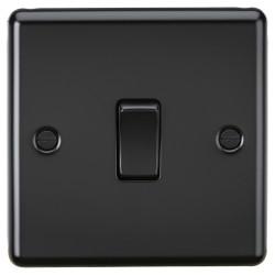 Knightsbridge 10AX 1 Gang Round Edge Intermediate Light Switch - Matt Black