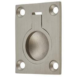 Altro Rectangular Flush Ring Cabinet Pull Handle - 48 x 38mm - Satin Stainless Steel