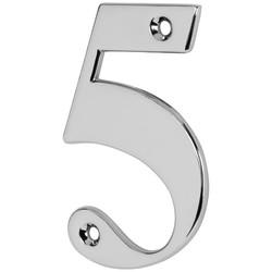 79mm Screw Fix Door Numeral - 5 - Bright Chrome