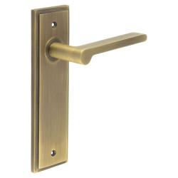 Burlington by Frelan Antique Brass Fire Rated Latch Door Handles - Fitzrovia - 200 x 55mm