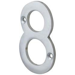 76mm Screw Fix Door Numeral - 8 - Satin Chrome
