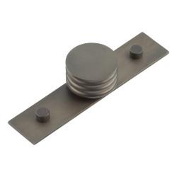 Hoxton by Frelan Sturt Grooved Round Cabinet Knob on Plain Backplate - 40mm Diameter - Dark Bronze