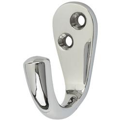 Hampstead Solid Brass Single Coat Hook - 43 x 17mm - Polished Chrome