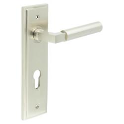Burlington by Frelan Satin Nickel Fire Rated DIN Euro Lock Door Handles - Westminster - 200 x 55mm