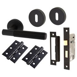 Altro Matt Black Reeded 3 Lever Sashlock Door Handles Pack - Lily Range