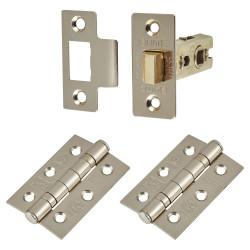 Altro Tubular Latch Pack - 76mm Case - 57mm Backset - 2 x Fire Rated Ball Bearing Hinges - Satin Nickel