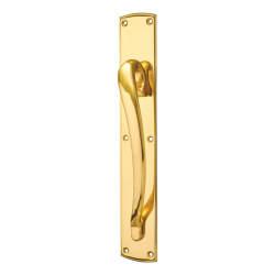Carlisle Brass Polished Brass Offset Door Pull Handle on Plate - Screw Fix - 450 x 75mm - RH
