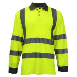 TIMCO Hi Visibility Long Sleeve Polo Shirt - Yellow - Medium