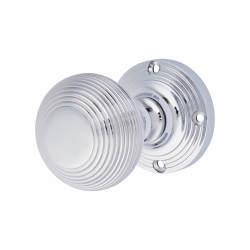Heritage Brass by M Marcus Polished Chrome Reeded Mortice Door Knob - 59mm Rose Diameter