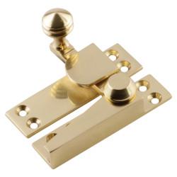 Altro Heavy Duty Reeded Quadrant Arm Sash Window Fastener - 70 x 19mm - Polished Brass