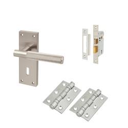 Altro Satin Nickel Knurled 3 Lever Sashlock Door Handles Pack - Remi Range