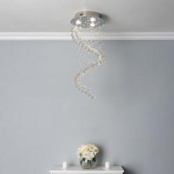 BHS Abyss 3 Light Chandelier Ceiling Light - Polished Chrome Fittings with Crystal Droplets