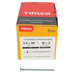 TIMCO Solo Chippy Pozi Countersunk Wood Screws - 5.0 x 80mm - Zinc Plated - Pack of 200