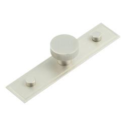 Hoxton by Frelan Thaxted Lines Round Cabinet Knob on Stepped Backplate - 30mm Diameter - Satin Nickel