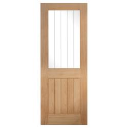 LPD Belize 1 Light Clear with Frosted Lines Unfinished Solid Internal Door - 2040 x 726 x 40mm - Oak