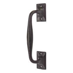 Olde Forge Antique Black Iron Offset Door Pull Handle - Screw Fix - 254 x 38mm