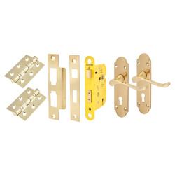 Touchpoint Polished Brass Victorian Summer Scroll 3 Lever Sashlock Door Handles Pack