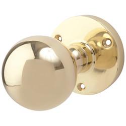 Altro Polished Brass Victorian Ball Mortice Door Knob - 61mm Rose Diameter