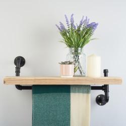 Altro 3/4" Drill Through Pipe Shelf Kit with Hanging Rail - Black
