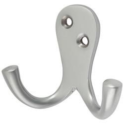 Hampstead Solid Brass Double Coat Hook - 70 x 43mm - Satin Chrome