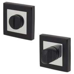 Altro Square Bathroom Turn & Release - 52mm Diameter - Matt Black/Polished Chrome