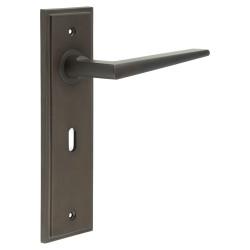 Burlington by Frelan Dark Bronze Fire Rated Keyhole Lock Door Handles - Mayfair - 200 x 55mm