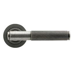 From The Anvil Pewter Knurled Door Handles on Round Rose - Brompton Range