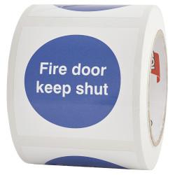 Altro Self Adhesive Vinyl Labels - Fire Door Keep Shut - 80 x 80mm - Roll of 250
