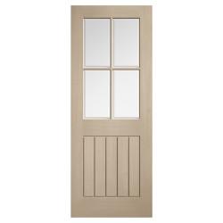 LPD Mexicano 4 Light Clear Bevelled Glazed Pre-Finished Solid Internal Door - 1981 x 762 x 35mm - Blonde Oak
