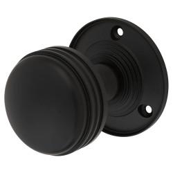 Touchpoint Matt Black Ringed Mortice Door Knob - 63mm Rose Diameter