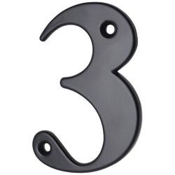 79mm Screw Fix Door Numeral - 3 - Black